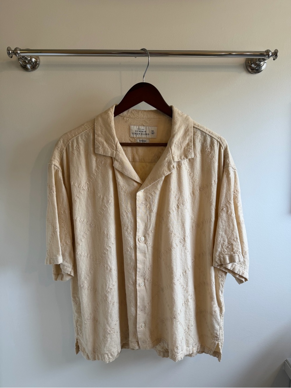 Abercrombie & Fitch Cream Short-Sleeve Button-Down Shirt